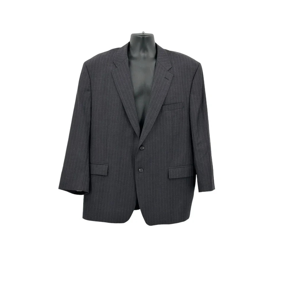 Vintage Lauren Ralph Lauren Men's 50R Blazer Sport Coat Gray Stripe 24